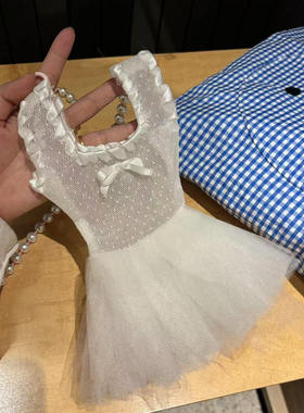 芭蕾手机包网纱包帆布包少女心可爱迷你背心包珍珠链条单肩斜挎包