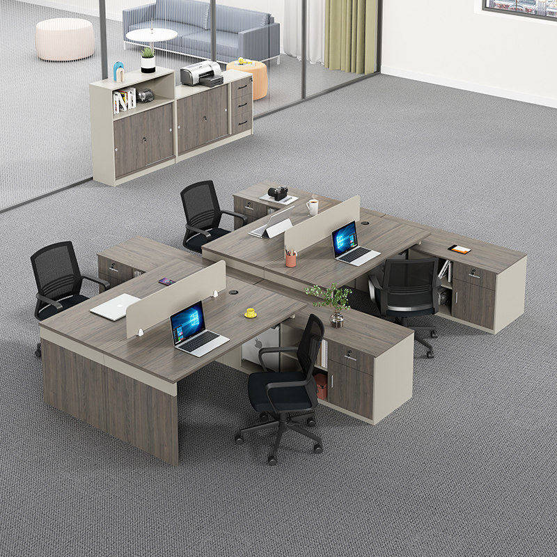 职员办公桌椅组合简约现代L型办公室员工财务卡座工位屏风职员桌