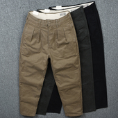 阔腿裤 休闲裤 复古水洗咔叽哈伦裤 老爹裤 男秋冬款 纯棉宽松型直筒裤