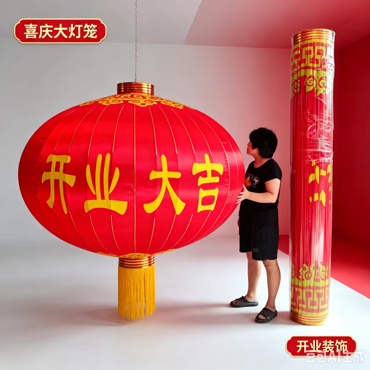 新年大红灯笼定制绸布铁口户外新灯笼