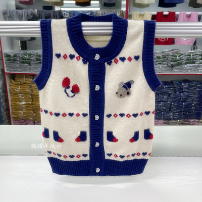 韩版针织春秋背心马甲男女童羊绒