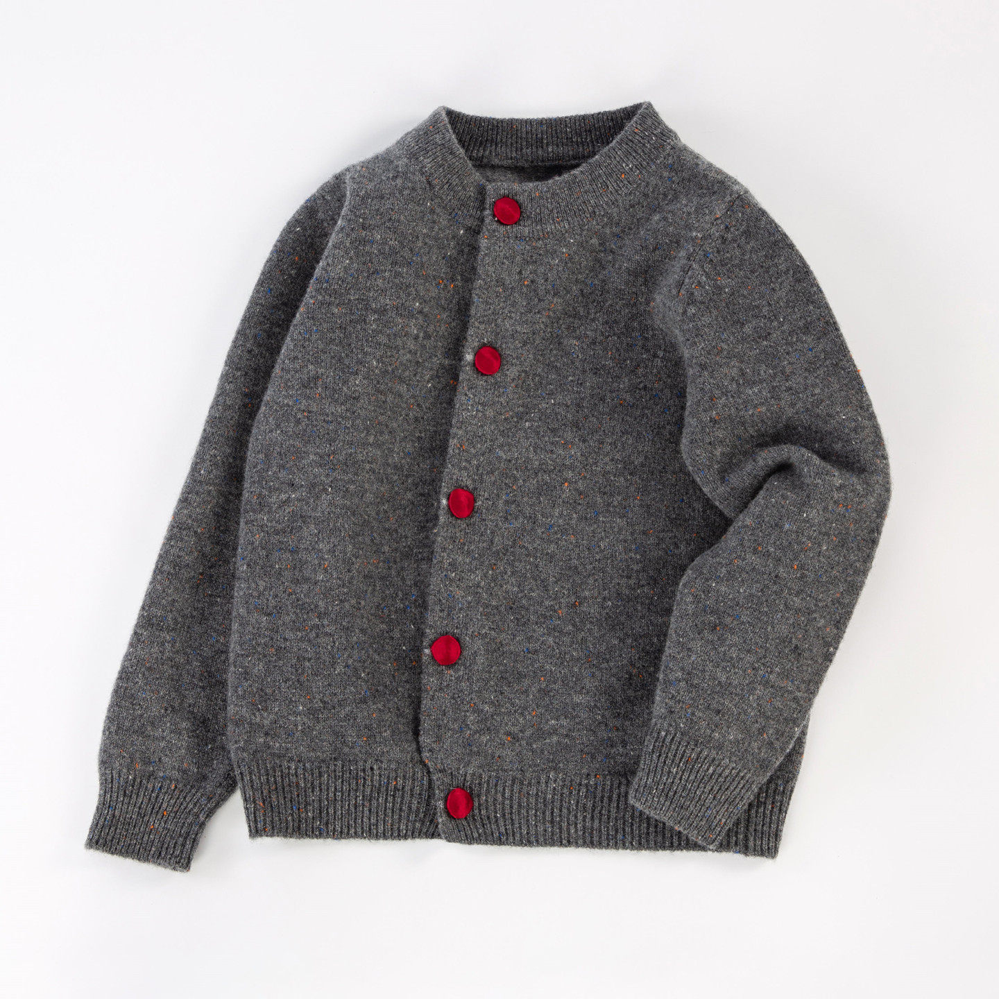 秋冬儿童纯羊毛开衫男女童纯色圆领外套羊毛衫日系单排扣外穿毛衣