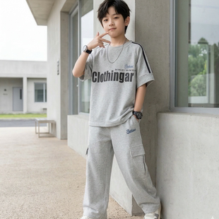 韩版男童运动套装夏季中大童帅气短袖休闲两件套潮小学生男款一套