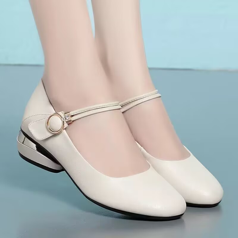 平底工作鞋女真皮浅口小皮鞋女鞋