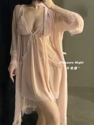 美人计*大码性感纯欲风吊带睡裙睡衣女透视网纱情调趣味qqny内衣