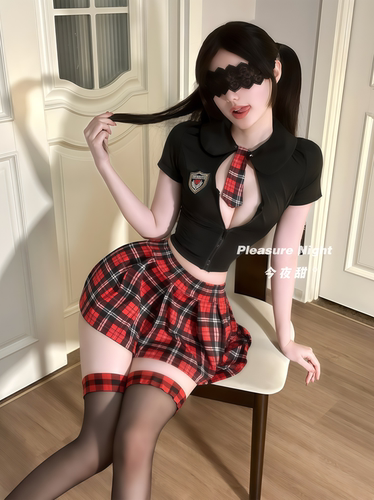 黑桃学妹*情调趣味内衣性感JK学生制服纯欲风格子短裙学院风套装