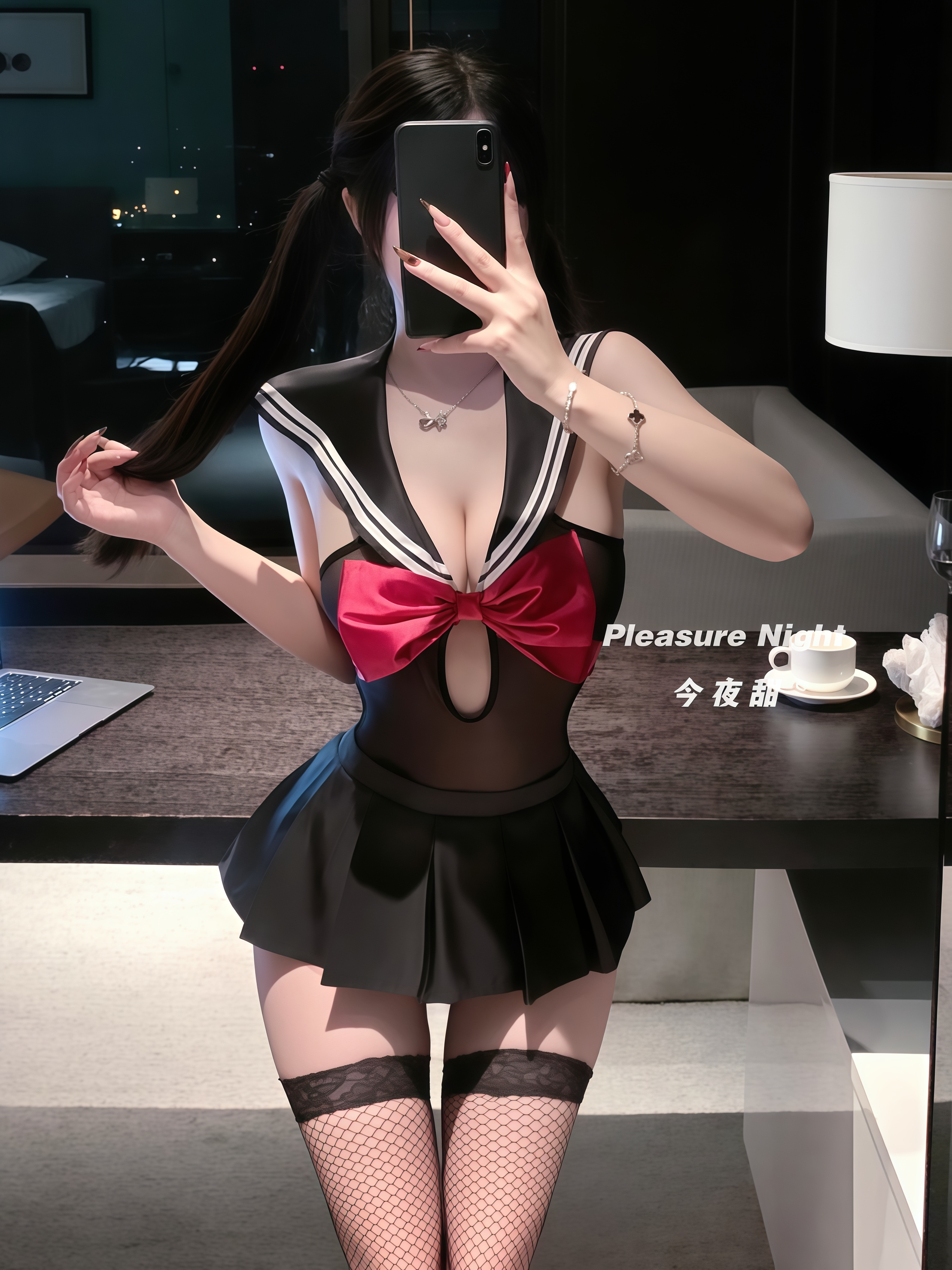 专属学妹*黑色纯欲水手服jk百褶裙制服情调趣味qqny内衣女蝴蝶结