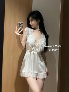 爱恋*夏季纯欲少女睡衣2026新款性感蕾丝露背网纱吊带睡裙家居服