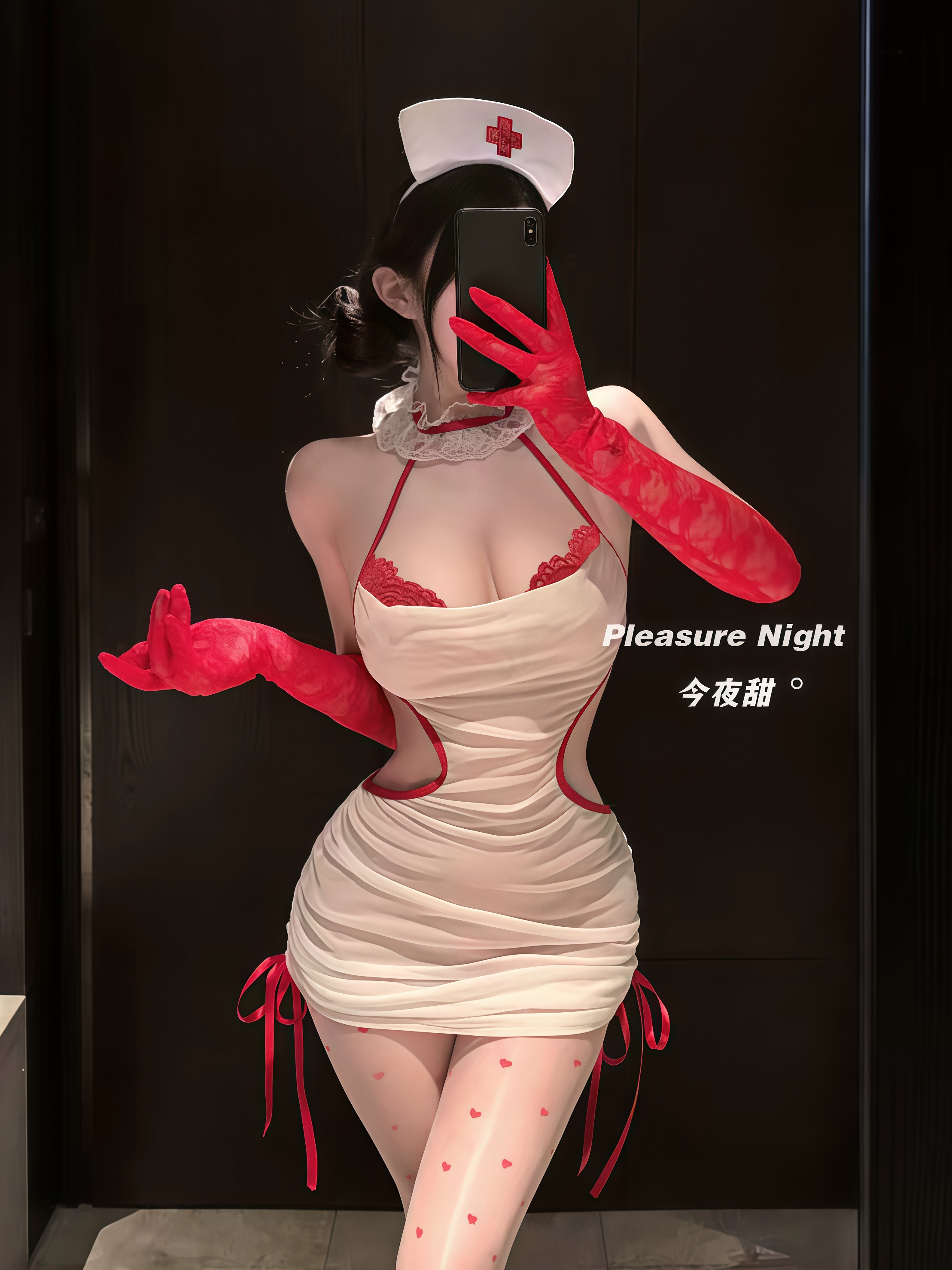 爱心护理*性感睡衣女纯欲风蕾丝吊带包臀短裙角色扮演护士制qqny