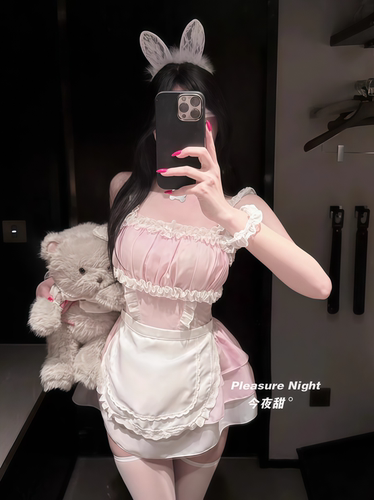 粉桃小兔*性感纯欲风兔女郎制服cos角色扮演情侣趣味内衣战袍qqny