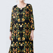 打底裙配大衣 冬季 高端女装 新款 长款 连衣裙女宽松高贵刺绣裙子大码