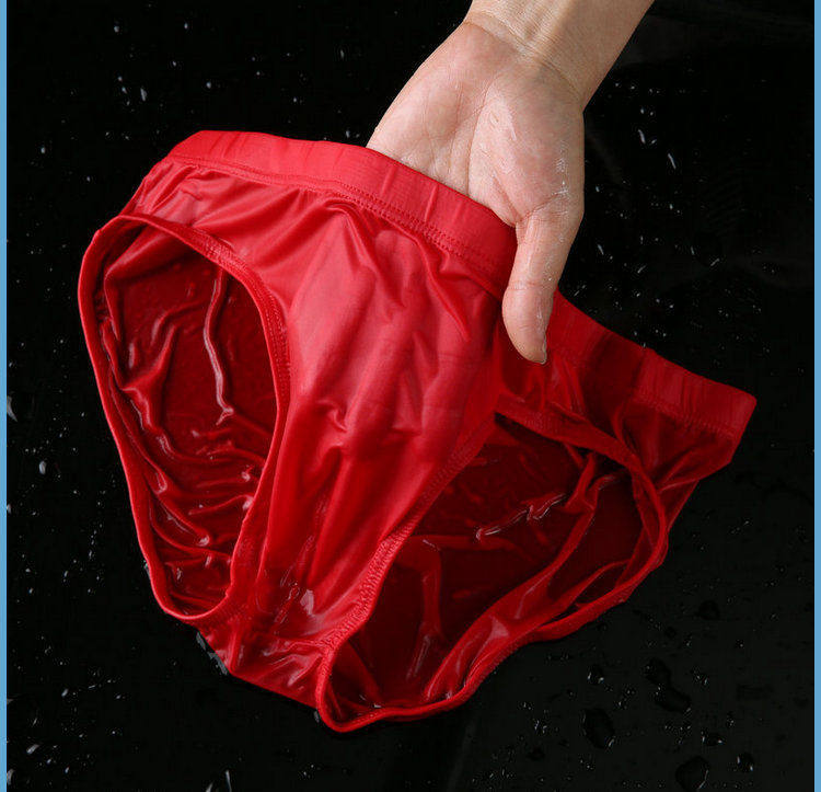 新款男士内裤冰丝一片式三角裤速干纯色青年低腰性感半透明裤衩潮