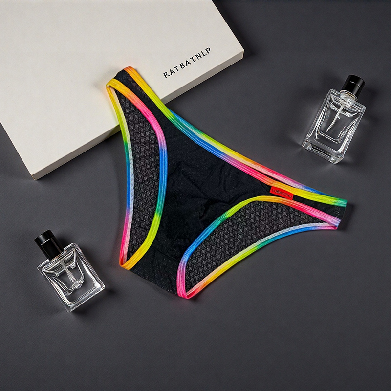 男士内裤新款超薄半透明网纱三角裤青年舒适透气夏季纯色性感底裤