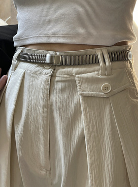 ins风复古设计师前卫金属腰带不锈钢极简中性风装饰皮带收缩男女