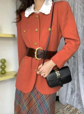 新款宽腰带真皮轻奢复古vintage腰封女收腰显瘦皮带配西装裙子ins