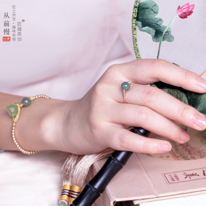 原创天然转运珠戒指冷淡风简约