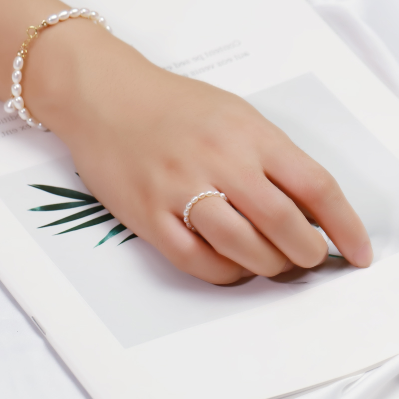 匠趣天然淡水珍珠食指女叠戴尾戒