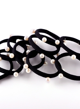 20根黑色发圈韩版仿珍珠发圈高弹力皮筋淑女扎马尾百搭橡皮筋头绳