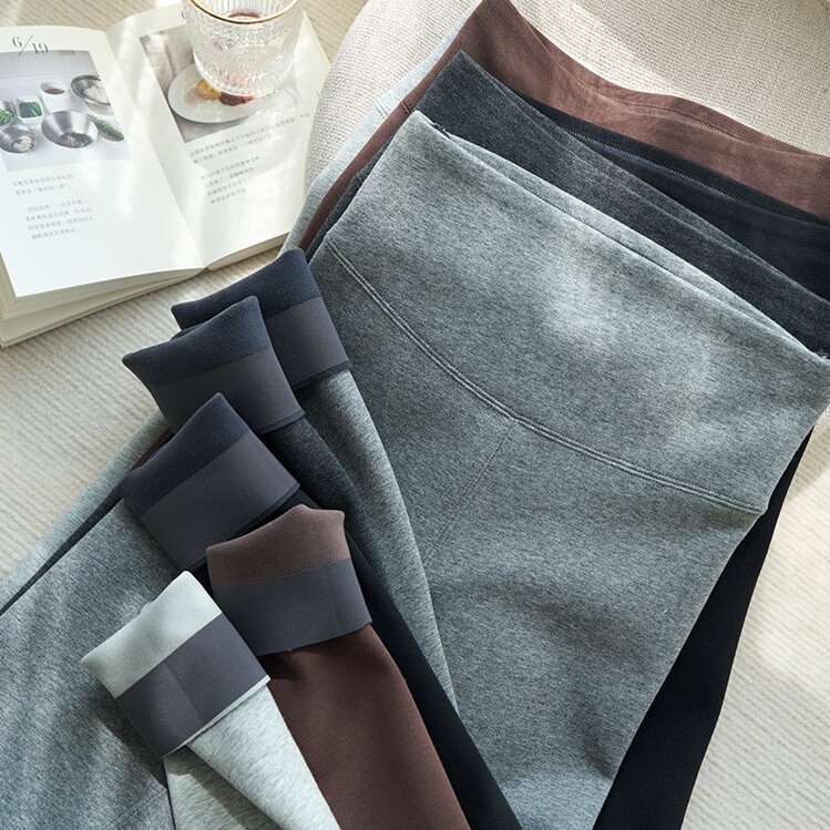 纯棉打底裤防静电加绒加厚秋冬灰色保暖棉裤高弹塑身紧身裤女九分