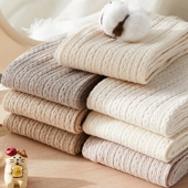 袜加绒冬白色微压显瘦踩脚秋裤 燕麦色打底裤 纯棉春秋日系麻花连裤