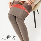 胖MM女连裤 秋冬大码 保暖棉裤 高腰收腹加绒加厚踩脚裤 袜 纯棉打底裤