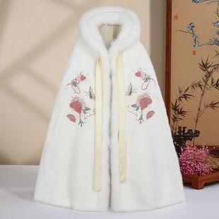 汉服女童原创斗篷披风外套冬款加厚中国风古装拜年服小女孩冬季