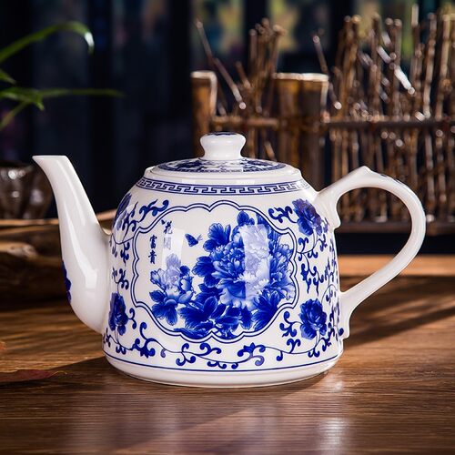 陶瓷青花冷热老式茶壶