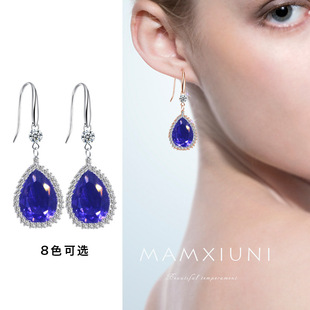 名媛高贵耳环优雅气质耳饰闪亮水晶水滴吊坠耳环女长款水滴形耳坠