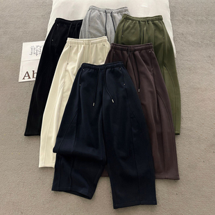 高腰宽松百搭洋气休闲弯刀裤 新款 女潮 女2025年冬季 欧洲站加绒卫裤