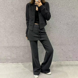 高腰显瘦裤 立领拉链卫衣外套 裙c 女2025年秋冬新款 欧洲站加绒套装