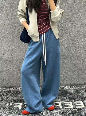 秋季弯刀休闲卫裤女高腰宽松长裤