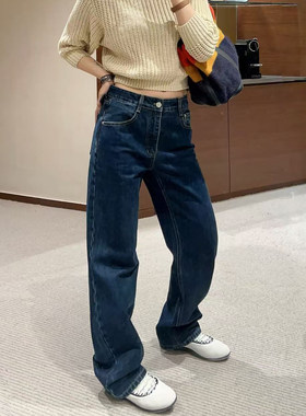 秋冬高腰牛仔直筒裤女高腰修身潮