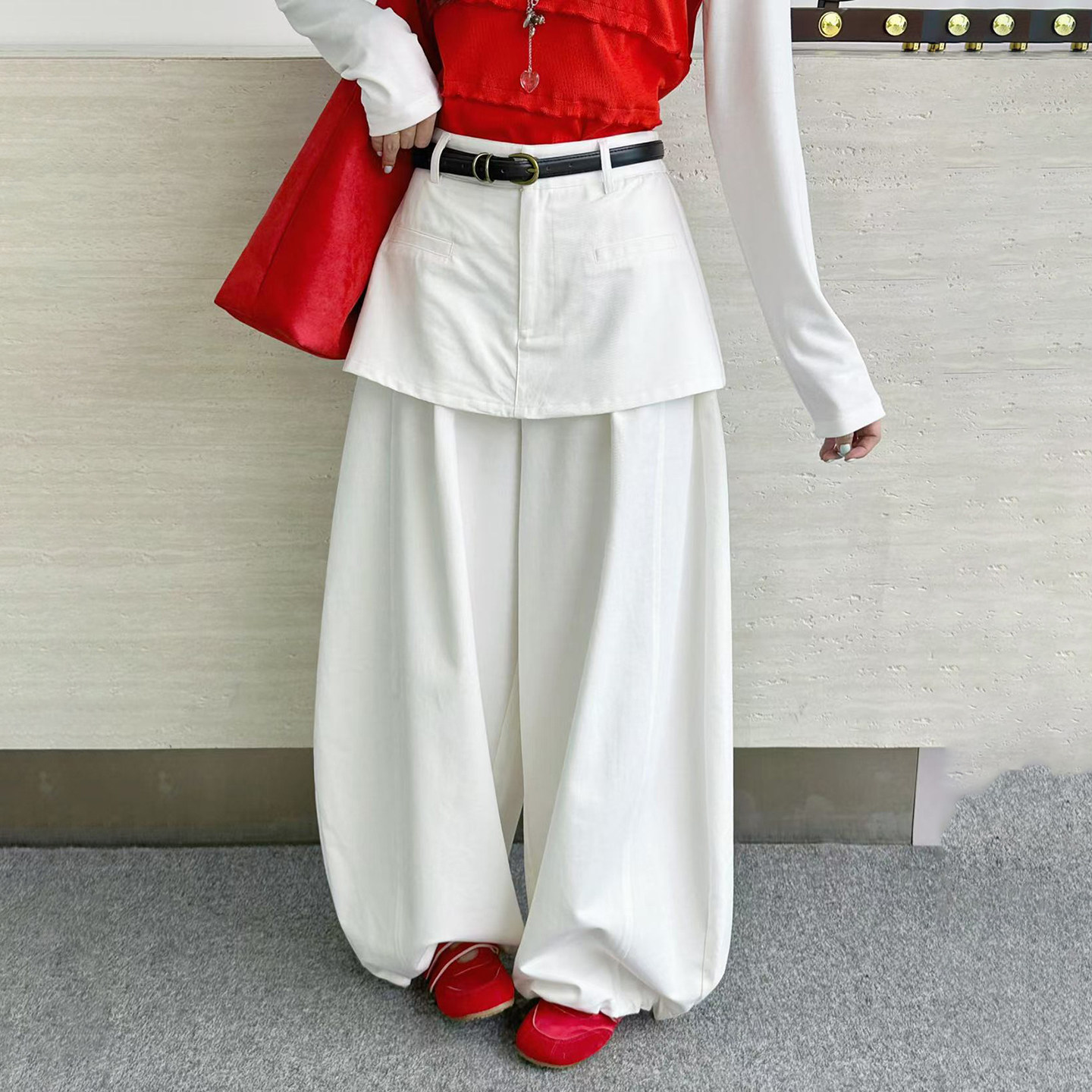 欧洲站高腰休闲弯刀裤女2026年秋季花苞裤女抽脚宽松显瘦长裤女潮
