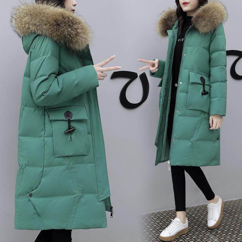 加厚棉服女装2024冬季新款羽绒棉服大码胖妹妹中长款过膝棉袄外套