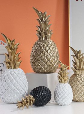 北欧INS黑色金色菠萝摆件创意客厅电视柜桌面软装饰品凤梨工艺品