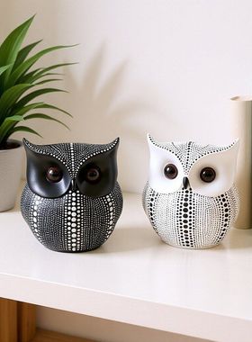 猫头鹰波点家居树脂摆件 北欧创意客厅样板房动物软装饰工艺品