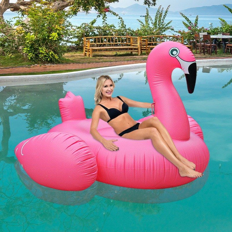 充气火烈鸟浮排厂家现货供应 水上PVC充气粉红色火烈鸟坐骑