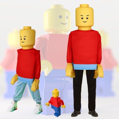 跨境万圣节乐高积木小人cosplay服装搞怪化装派对舞台表演服饰