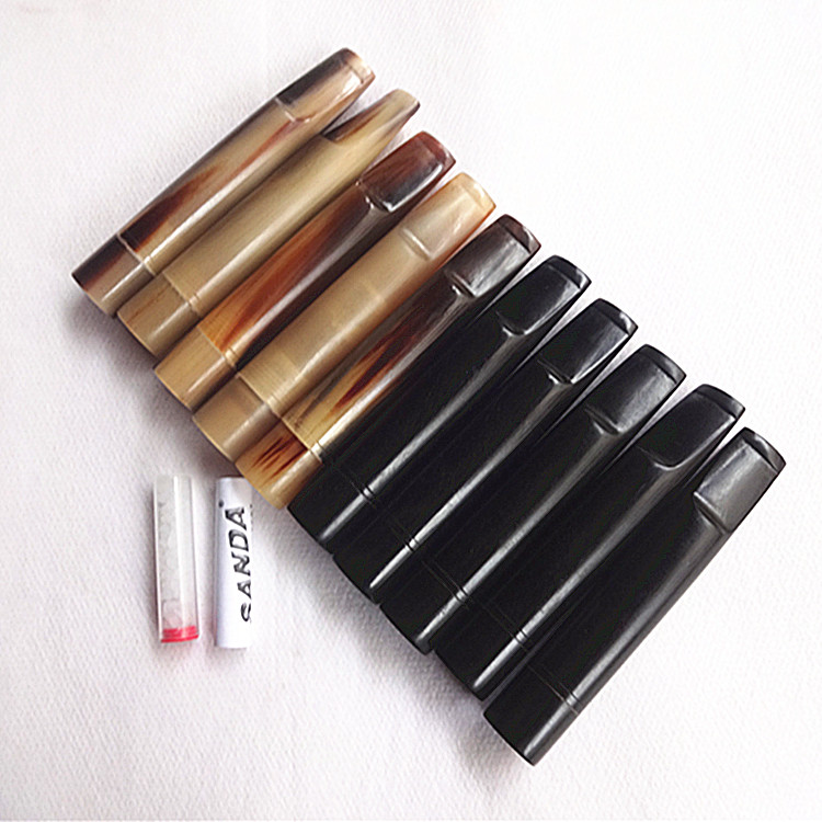 天然非洲黄牛角黑牛角牦牛角新款时尚烟嘴适合8mm9mm滤芯