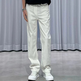 新款 高端简约白色直筒牛仔裤 男修身 潮 2024夏季 欧货轻奢长裤 子薄款
