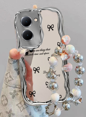 适用vivoY78手机壳新款y78+/y78t黑色蝴蝶结vivo电镀奶油壳y78m全包防摔软硅胶系列5G推荐t1版女曲面屏保护套