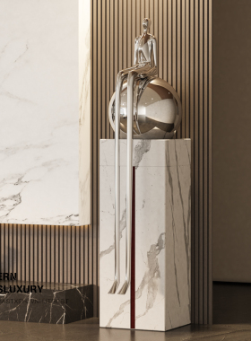 电镀简约长腿人物迎宾雕塑落地摆件酒店大堂玄关石售楼处软装饰品