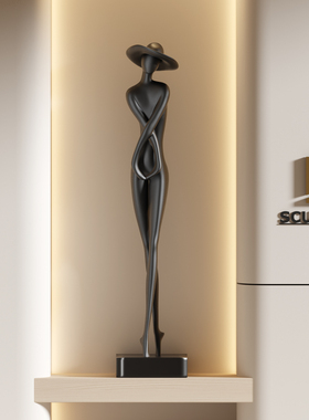 轻奢玄关柜摆件竖高人物雕塑客厅电视柜装饰品意式极简高级艺术感