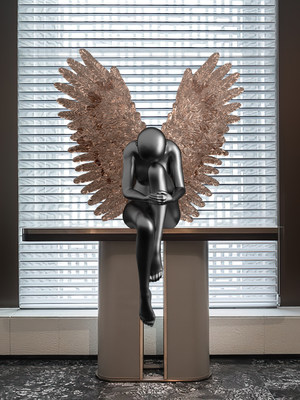 由居现代创意雕塑摆件落地天使人物酒店大堂艺术品样板房客厅摆件