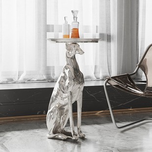 轻奢落地茶几茶盘边几犬 售楼处样板间入门玄关糖果盘雕塑动物狗