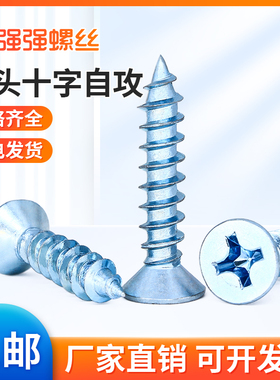 加硬高强度镀蓝白锌十字沉头自攻螺丝钉平头木螺丝钉M3M4M5M6
