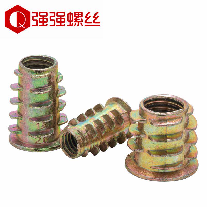 锌合金内外牙螺母沉头内六角带介镶嵌螺母预埋木质板家具螺母m4m8