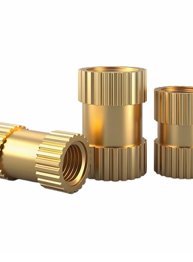 GB809铜嵌件铜滚花螺母铜预埋件注塑 花母 双通 M2M2.5M3M4M5M6M8