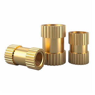 M2M2.5M3M4M5M6M8 双通 GB809铜嵌件铜滚花螺母铜预埋件注塑 花母