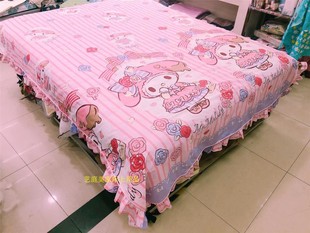 全棉卡通my melody美乐蒂床单带花边 粉色玫瑰花 可订做